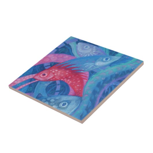 Roze Zee zeewier Tegeltje (Zijkant)