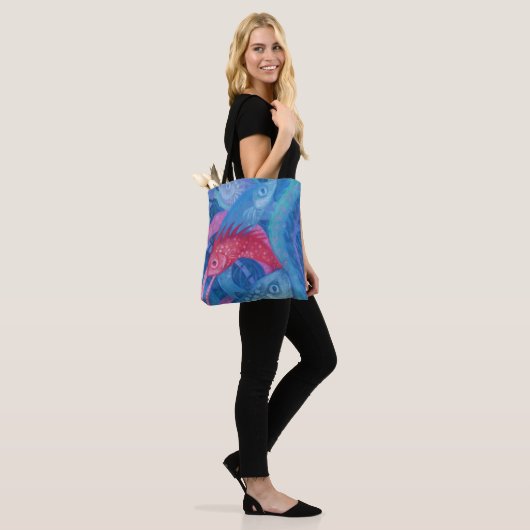 Roze Zee zeewier Tote Bag (Op model)