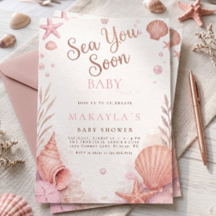 Roze Zee Ziet Je Binnenkort Kust Meisje Baby Borre Kaart