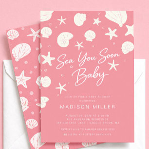 Roze Zee Ziet Je Gauw Baby Shower Uitnodiging