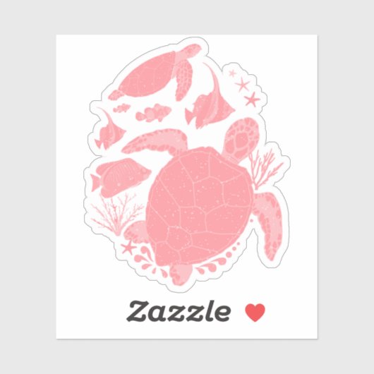 Roze Zeeen draaibanken onder het Zee Sticker (Vel)