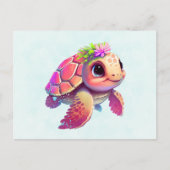 Roze Zeeen schildpad grillig & schattig Briefkaart (Voorkant)