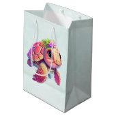 Roze Zeeen schildpad grillig & schattig Medium Cadeauzakje (Achterkant Gekanteld)