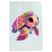 Roze Zeeen schildpad grillig & schattig Medium Cadeauzakje (Voorkant)