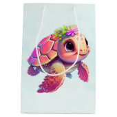 Roze Zeeen schildpad grillig & schattig Medium Cadeauzakje (Achterkant)