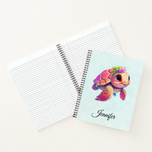 Roze Zeeen schildpad grillig & schattig Notitieboek