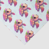 Roze Zeeen schildpad grillig & schattig patroon Tissuepapier (Detail)
