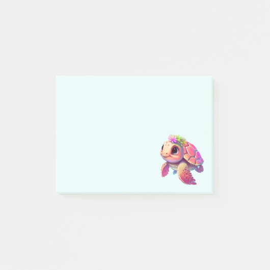 Roze Zeeen schildpad grillig & schattig Post-it® Notes (Voorkant)