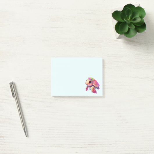 Roze Zeeen schildpad grillig & schattig Post-it® Notes (Kantoor)