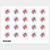 Roze Zeeen schildpad grillig & schattig Ronde Sticker (Vel)