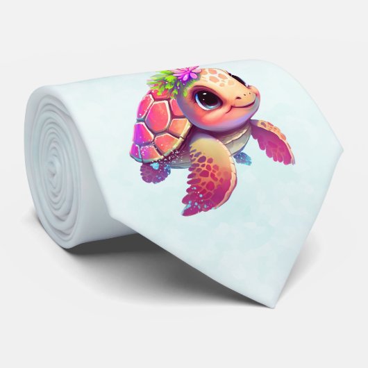 Roze Zeeen schildpad grillig & schattig Stropdas (Opgerold)