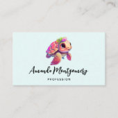 Roze Zeeen schildpad grillig & schattig Visitekaartje (Voorkant)
