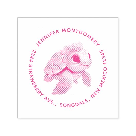 Roze Zeeen schildpad grillig & schattig Zelfinktende Stempel (Design)