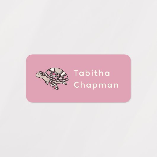 Roze Zeeen schildpad kledinglabels Labels (Design 2)