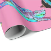 Roze Zeeen schildpadden en vispakpapier Cadeaupapier (Rol Hoek)