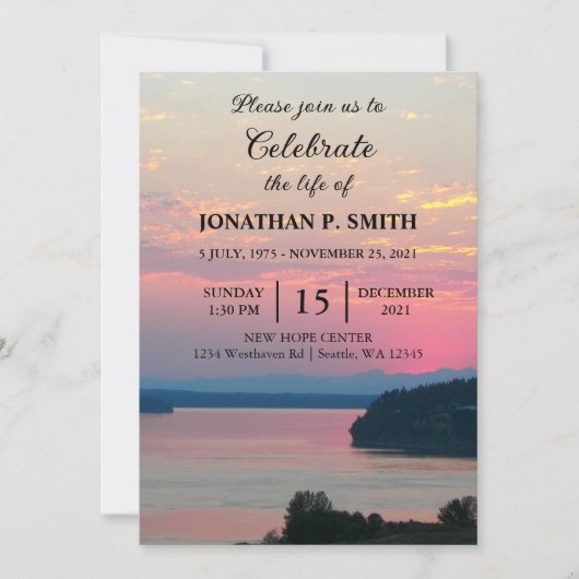 Roze Zeegezicht Zonsondergang Viering van het Leve Kaart (Voorkant)