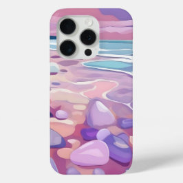 Roze Zeeglas, strand, in digitale kunst iPhone 15 Pro Case