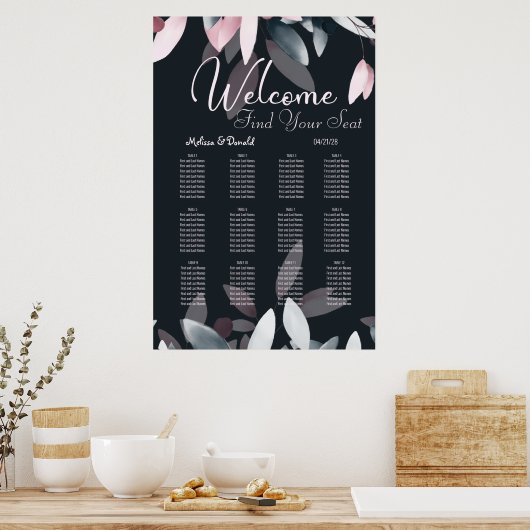 Roze zeemacht met legant zacht Waterverf Poster (Keuken)