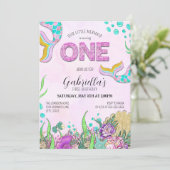 Roze Zeemeermin 1e verjaardag Kaart (Staand voorkant)