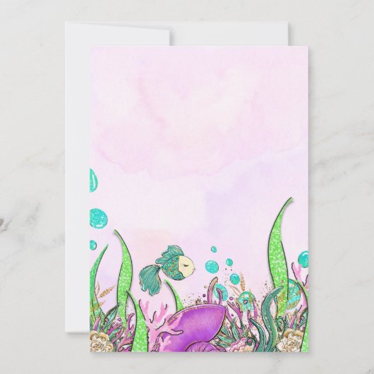 Roze Zeemeermin 1e verjaardag Kaart (Achterkant)