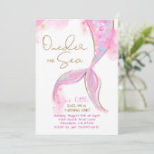 Roze Zeemeermin 1e Verjaardagsfeestje ONEder De Ze Kaart (Staand voorkant)