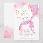 Roze Zeemeermin 1e Verjaardagsfeestje ONEder De Ze Kaart (Voorkant / Achterkant)