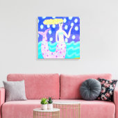Roze Zeemeermin Abstracte digitale kunst Canvas Afdruk (Insitu (Woonkamer))