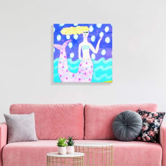 Roze Zeemeermin Abstracte digitale kunst Canvas Afdruk (Insitu (Woonkamer))