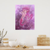 Roze Zeemeermin afdrukken Poster (Keuken)