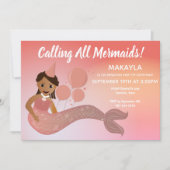 Roze Zeemeermin Afro-Amerikaanse verjaardagsfeestj Kaart (Voorkant)