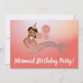 Roze Zeemeermin Afro-Amerikaanse verjaardagsfeestj Kaart (Achterkant)