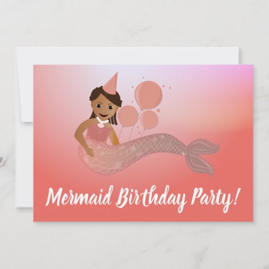 Roze Zeemeermin Afro-Amerikaanse verjaardagsfeestj Kaart (Achterkant)