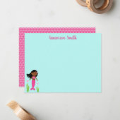 Roze Zeemeermin briefje Kaart Notitiekaartje (Voorkant / Achterkant in situ)