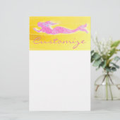 roze zeemeermin briefpapier (Staand voorkant)