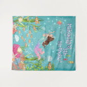 Roze Zeemeermin Bruine Onder de Zee Muur Achtergro Wandkleed (Voorkant (horizontaal))