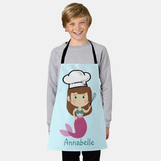 Roze Zeemeermin Chef personaliseert Kinderen Apron Schort (Gedragen)