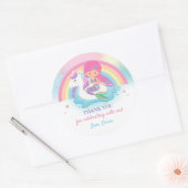 Roze Zeemeermin en Eenhoorn Zwembad Verjaardagsfee Ronde Sticker (Envelop)