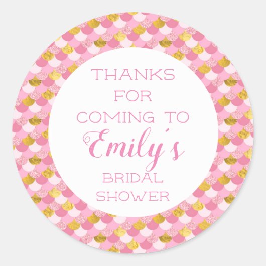 Roze Zeemeermin Feest Bedankt Stickers (Voorkant)