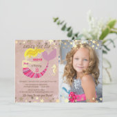 Roze Zeemeermin Foto Verjaardag Kaart (Staand voorkant)