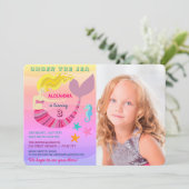 Roze Zeemeermin Foto Verjaardag Kaart (Staand voorkant)