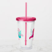  Roze Zeemeermin Gepersonaliseerd Kinder Kind Acryl Drinkbeker (Rechts)
