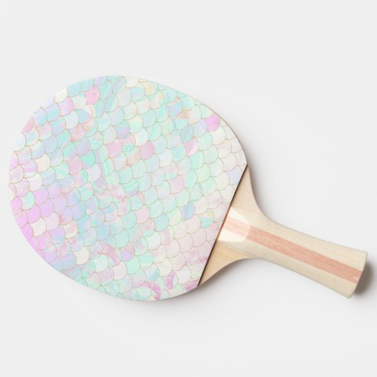 Roze Zeemeermin Goud Glitter Iridescent Tafeltennisbatje (Zijkant)