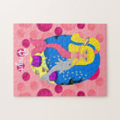 Roze zeemeermin in de oceaan met een dolfijn legpuzzel (Horizontaal)