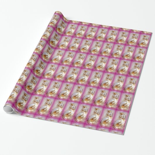 roze zeemeermin inpakpapier (Uitgerold)