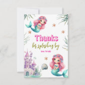 Roze Zeemeermin kasteel verjaardag Bedankkaart (Voorkant)