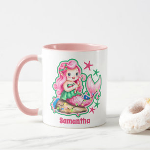 Roze Zeemeermin Kerst Kinder Hot Chocolate Mok