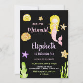 Roze Zeemeermin Kleine Zeemeermin Verjaardagsuitno Kaart (Voorkant)