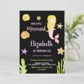 Roze Zeemeermin Kleine Zeemeermin Verjaardagsuitno Kaart (Staand voorkant)