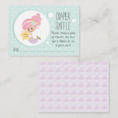 Roze Zeemeermin Luier Raffle Tickets Lichte huid Informatiekaartje (Voorkant / Achterkant)