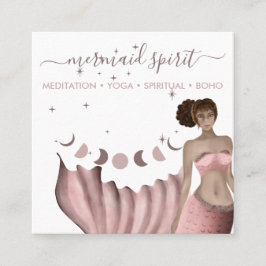 Roze Zeemeermin maan spirituele tarot Vierkante Visitekaartje